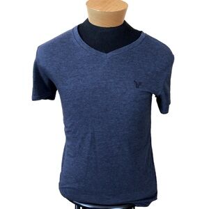 American Eagle Heritage Classic Fit V-Neck Tee - Heathered blue size small